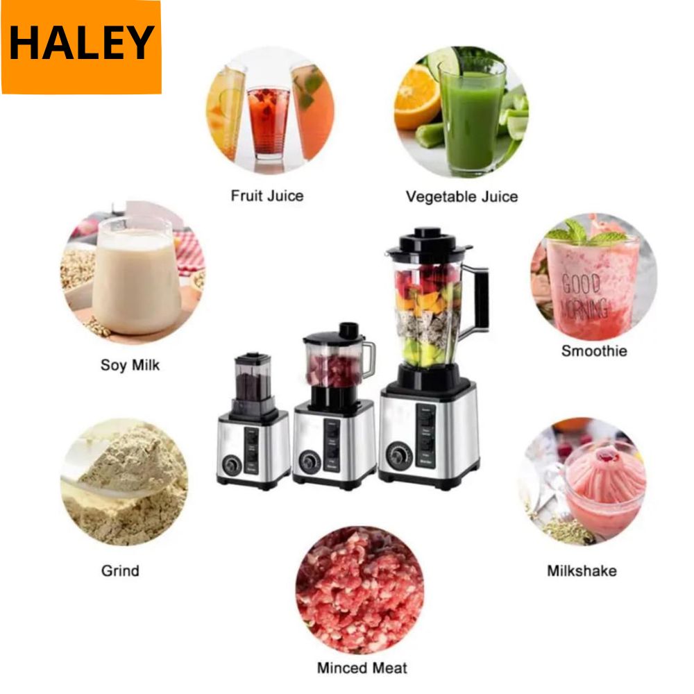 Blender Mixeur Electrique 3 En 1 Avec Mini Hachoir Et Moulin HALEY HY-2714 – خلاط كهربائي 3 في 1 مع مفرمة ومطحنة